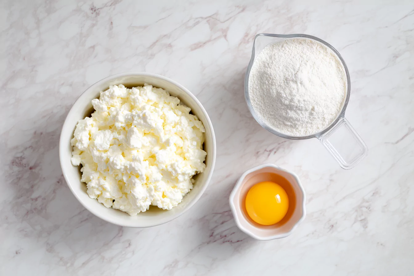 3-ingredient-cottage-cheese-bagels 3 ingredients for cottage cheese bagels on white marble