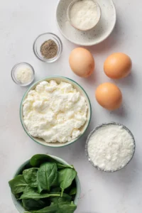 Ingredients for baked cottage cheese eggs recipe