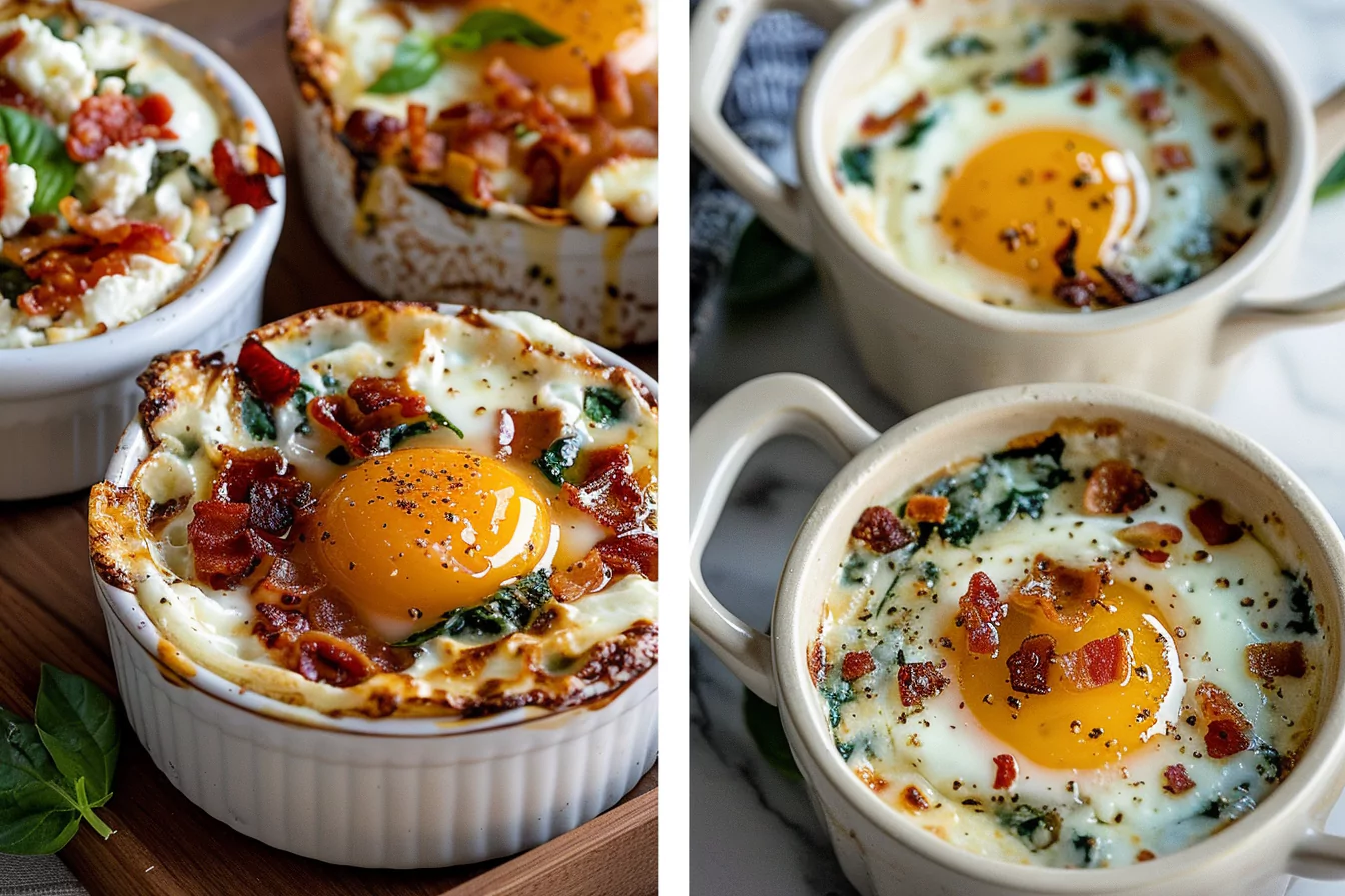 baked-cottage-cheese-eggs-variations Baked cottage cheese egg variations with different flavors