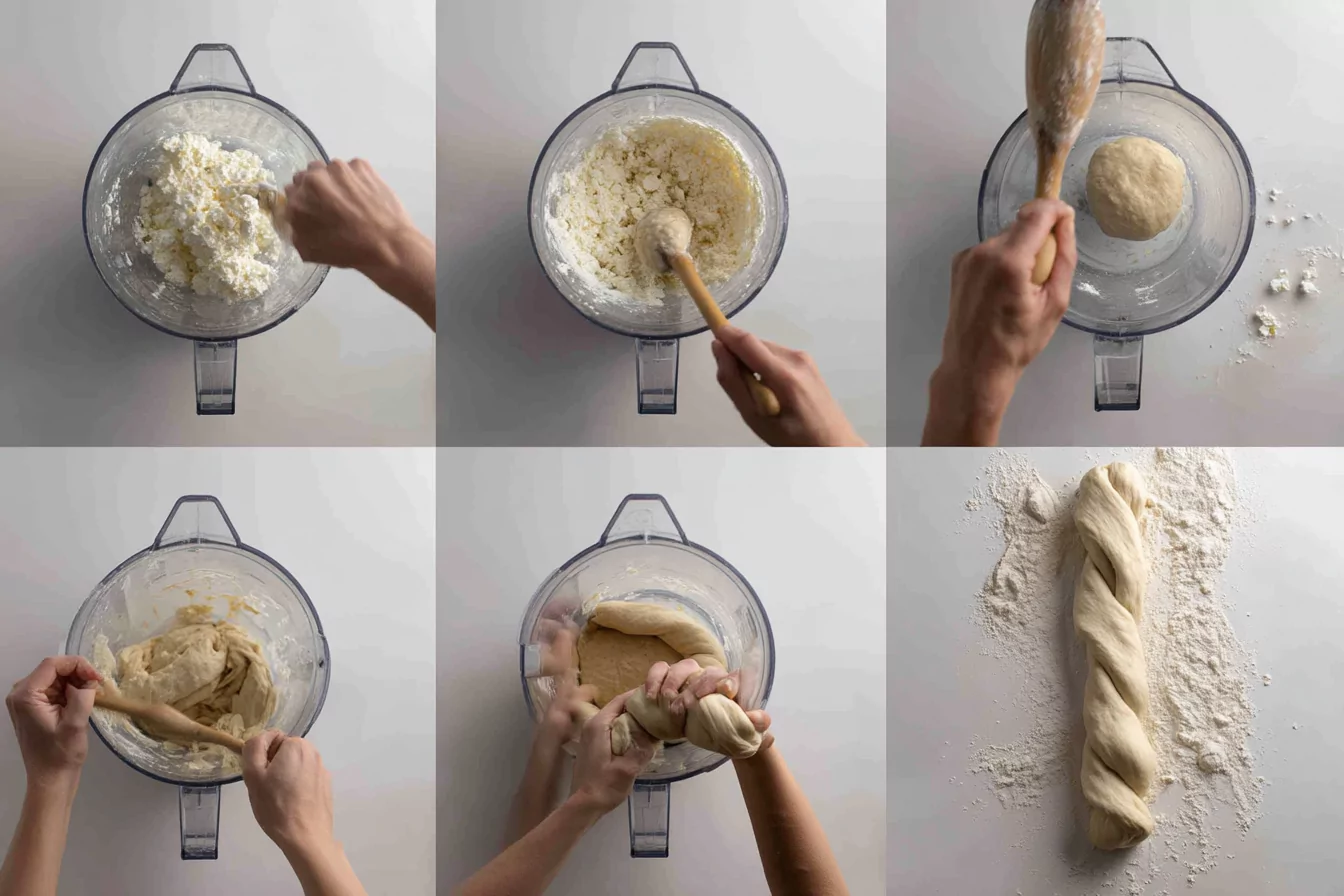 blend-mix-shape-cottage-cheese-bagels Blending, mixing, and shaping cottage cheese bagel dough