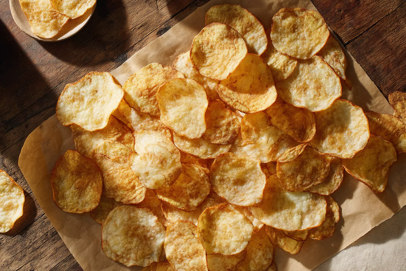Cottage cheese chip baked on parchment paper