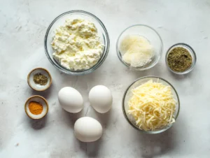 ingredients for keto cottage cheese egg pizza crust