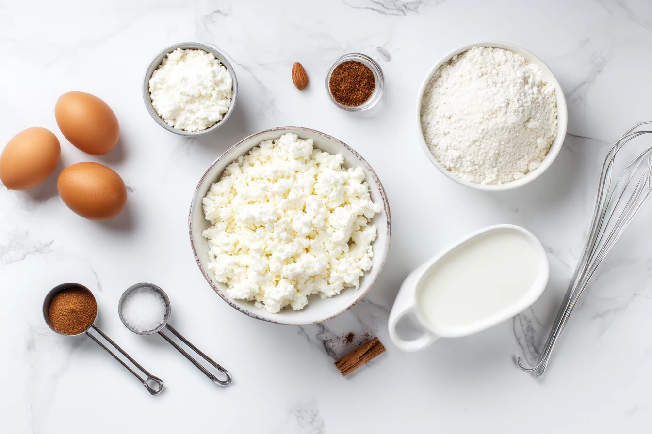 keto-pancakes-nutrition-ingredients keto cottage cheese pancake ingredients arranged neatly with macro chart