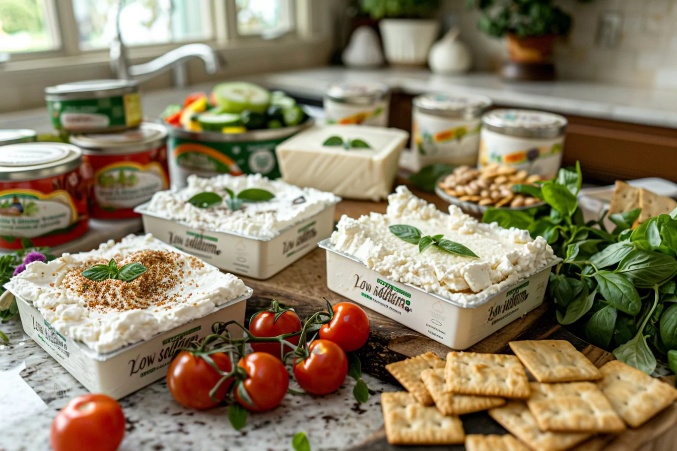 low-sodium-cottage-cheese-brands Top low sodium cottage cheese brands displayed with healthy ingredients