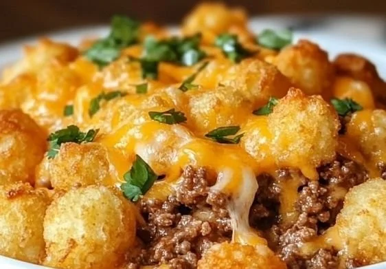 Tater Tot Casserole with Ground Beef