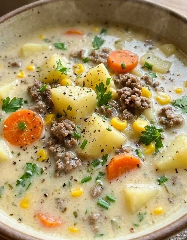 Creamy Potato & Hamburger Soup