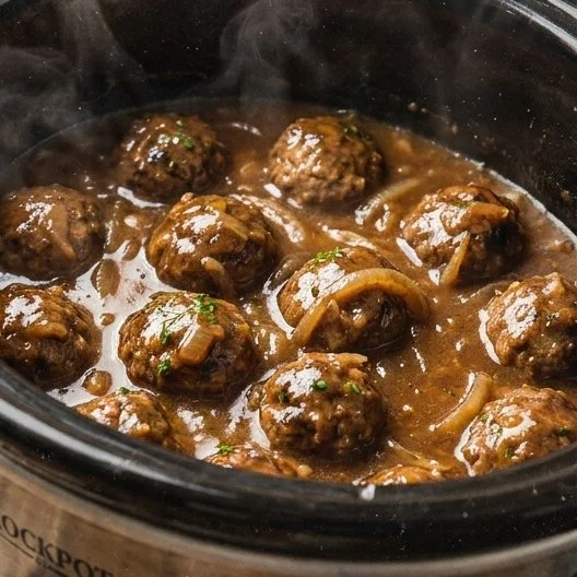 Slow Cooker Salisbury Steak Meatballs